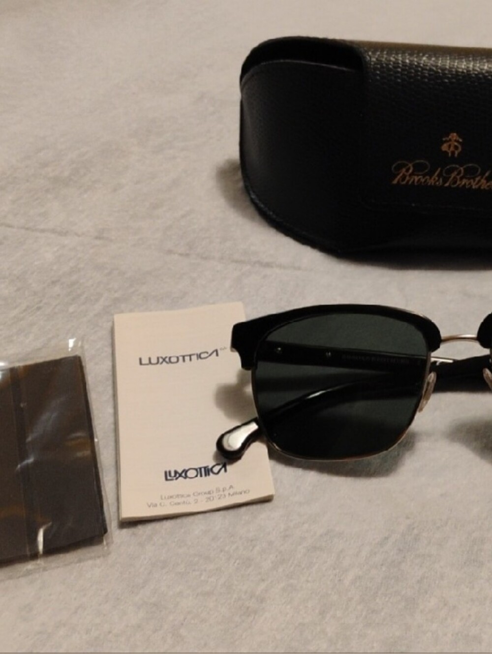 Brooks Brothers Black Sunglasses with Gold Trim - Men's Designer Shades